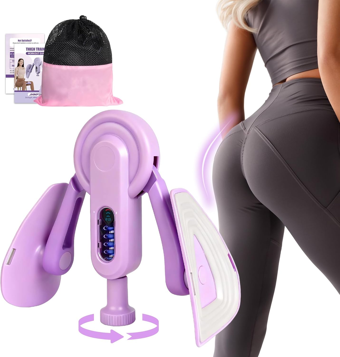 Thigh Trainer Thigh Exerciser for Women, 10-100LB Enhanced Adjustable Resistance Inner Thigh Exerciser, 360° Thigh Trainer Workout Equipment for Pelvic Floor Muscle Repair, Kegel Exercise
