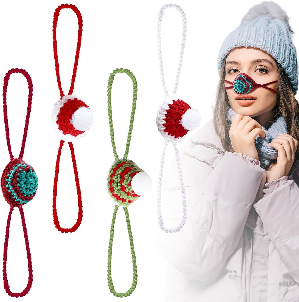 JaGely 4 Pcs Nose Warmer Women Winter Cozy Nose Cover Soft Knitted Crochet Guard Protector for Ski Outdoor Cold Weather