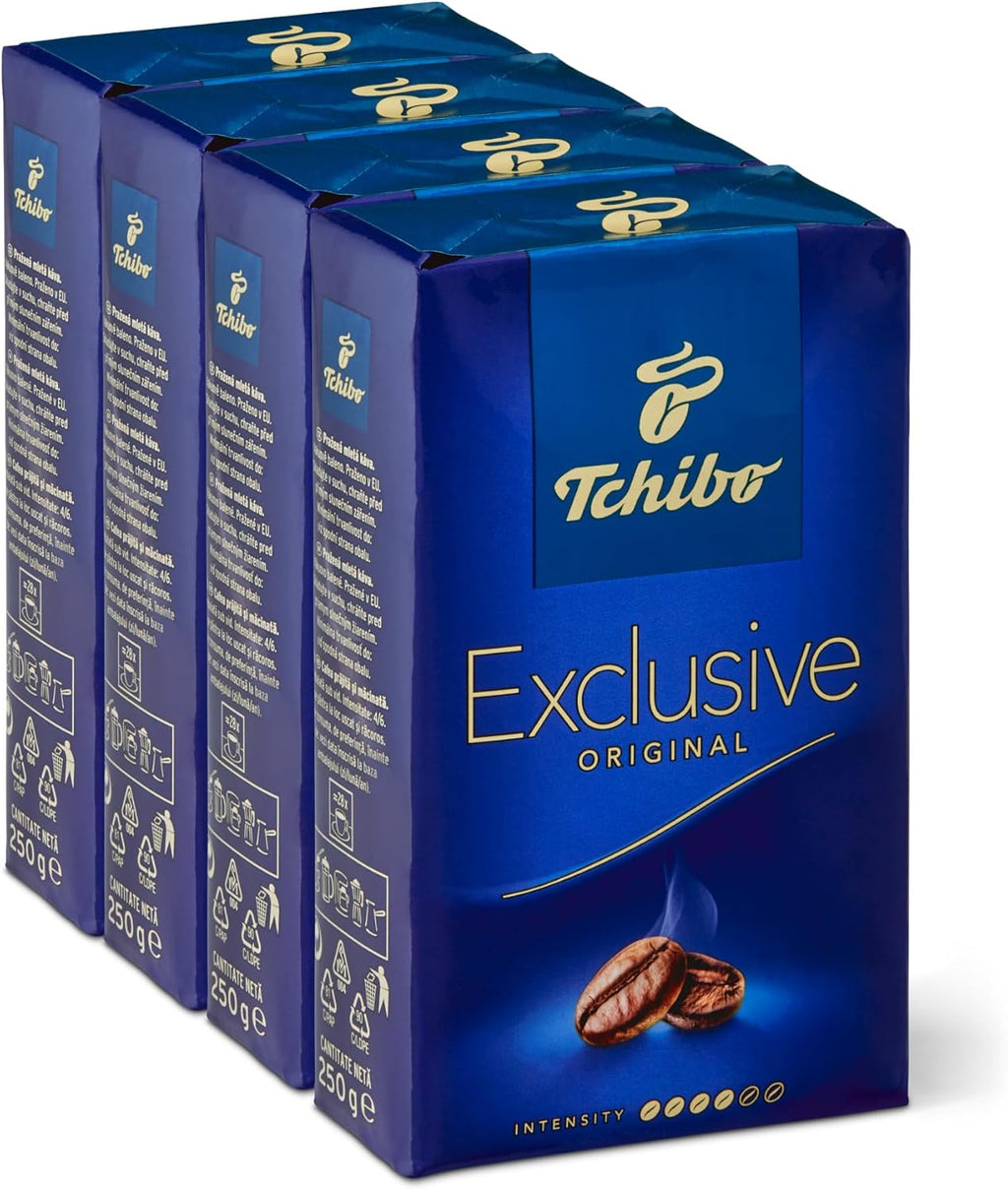 Tchibo Exclusive Coffee, Premium Ground, 8.8-Ounce Vacuum Packs (Pack of 4)