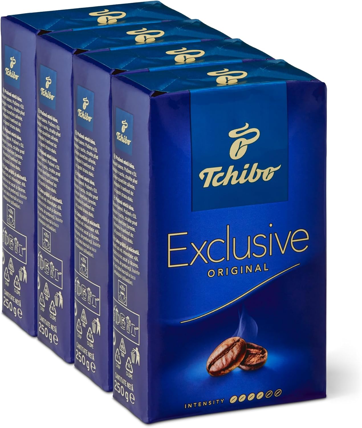 Tchibo Exclusive Coffee, Premium Ground, 8.8-Ounce Vacuum Packs (Pack of 4)