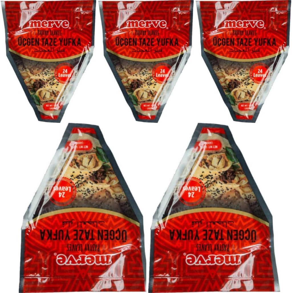 Merve Triangle Pastry Leaves phyllo dough pastry 24 pieces 400 Gram (14.1oz) x 5 Packs
