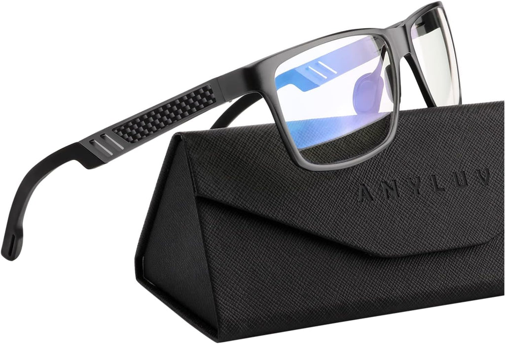 ANYLUV Reading Glasses Men Women Blue Light Blocking, Premium Mens Reading Glasses Al-mg Frame with Spring Hinge Anti Glare