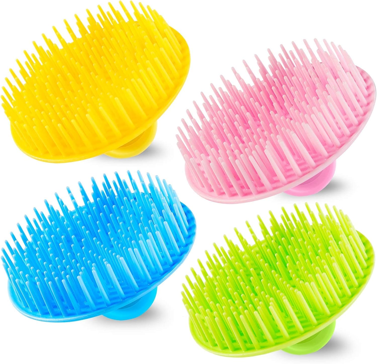 4Pack Hair Scalp Exfoliator Brush Dandruff Cleaning Brush, Flexible Scalp Massager, Shower Shampoo Brush for Home, Office, Travel and Pets