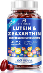 Lutein and Zeaxanthin Supplement - AREDS 2 Plus+ Eye Vitamins, 40 mg Lutein & 8 mg Zeaxanthin with Vitamins C, E, Zinc, Omega-3 & CoQ10 for Blue Light Protection, Eye Health Support - 300 Softgels