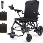 28-Mile Range 32lbs Lightweight Electric Wheelchair for Adults with Dual Batteries & Remote Control - Powerful Portable Folding Electric Wheelchair, Airline Approved for Travel & Home Use