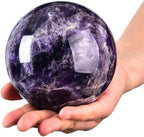 Large Dream Amethyst Crystal Ball with Stand Healing Crystals Sphere for Meditation, Divination, Witchcraft 100-110mm/3.9-4.3"