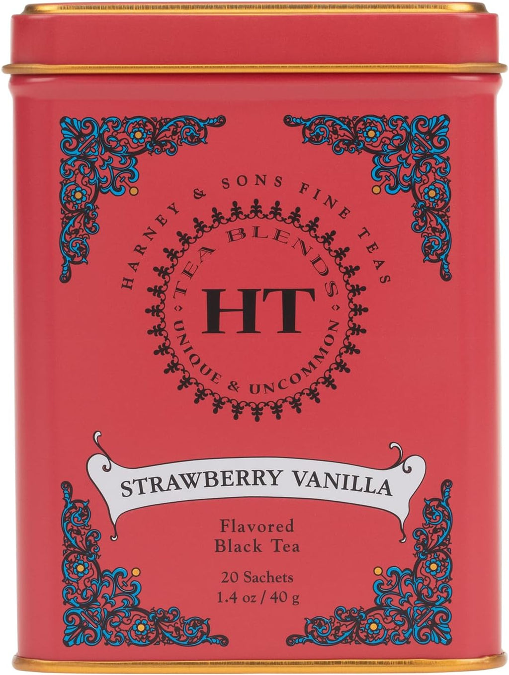 Harney & Sons Strawberry Vanilla, Flavored Black Tea, HT Line, 20 sachets