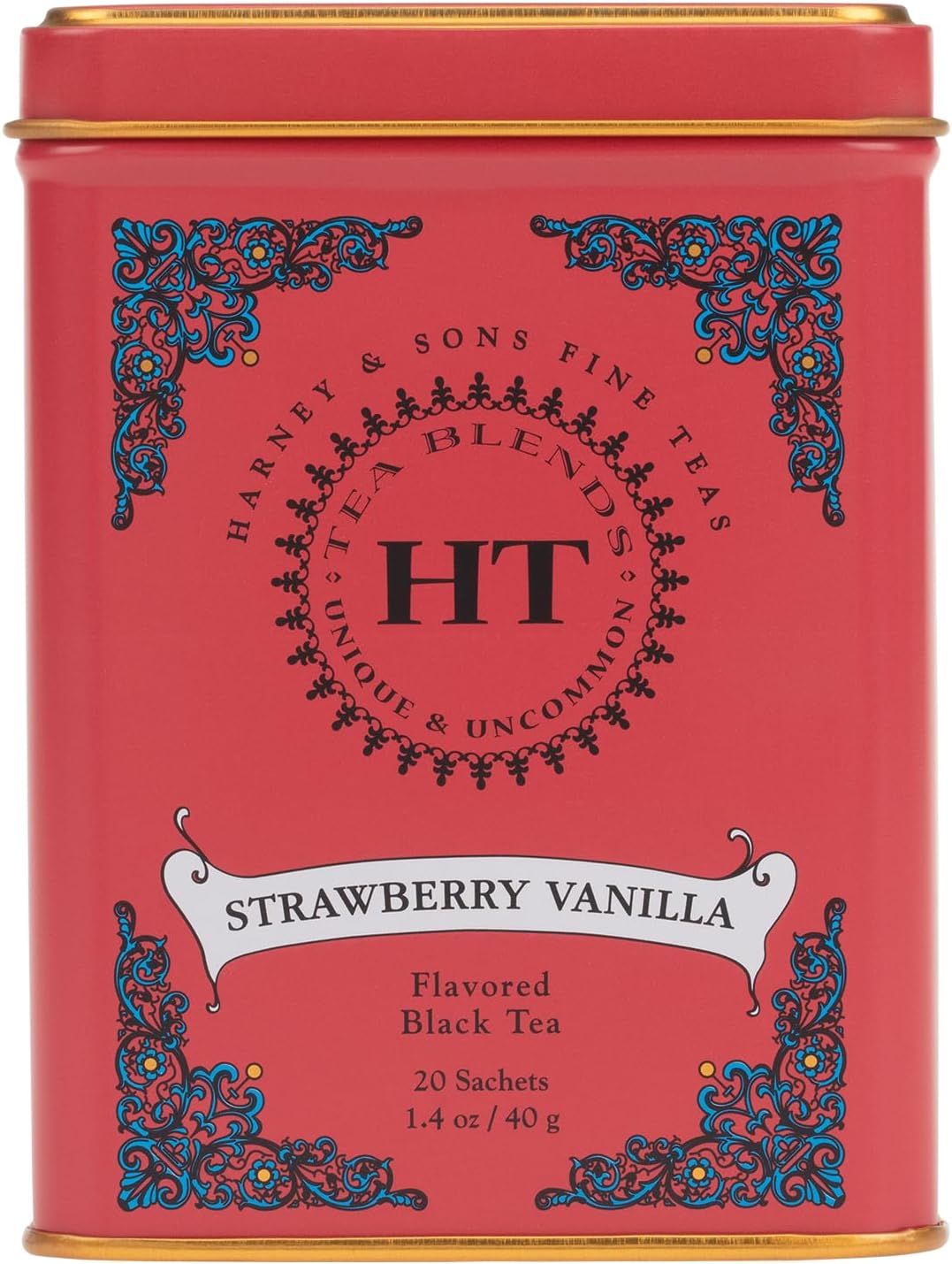 Harney & Sons Strawberry Vanilla, Flavored Black Tea, HT Line, 20 sachets