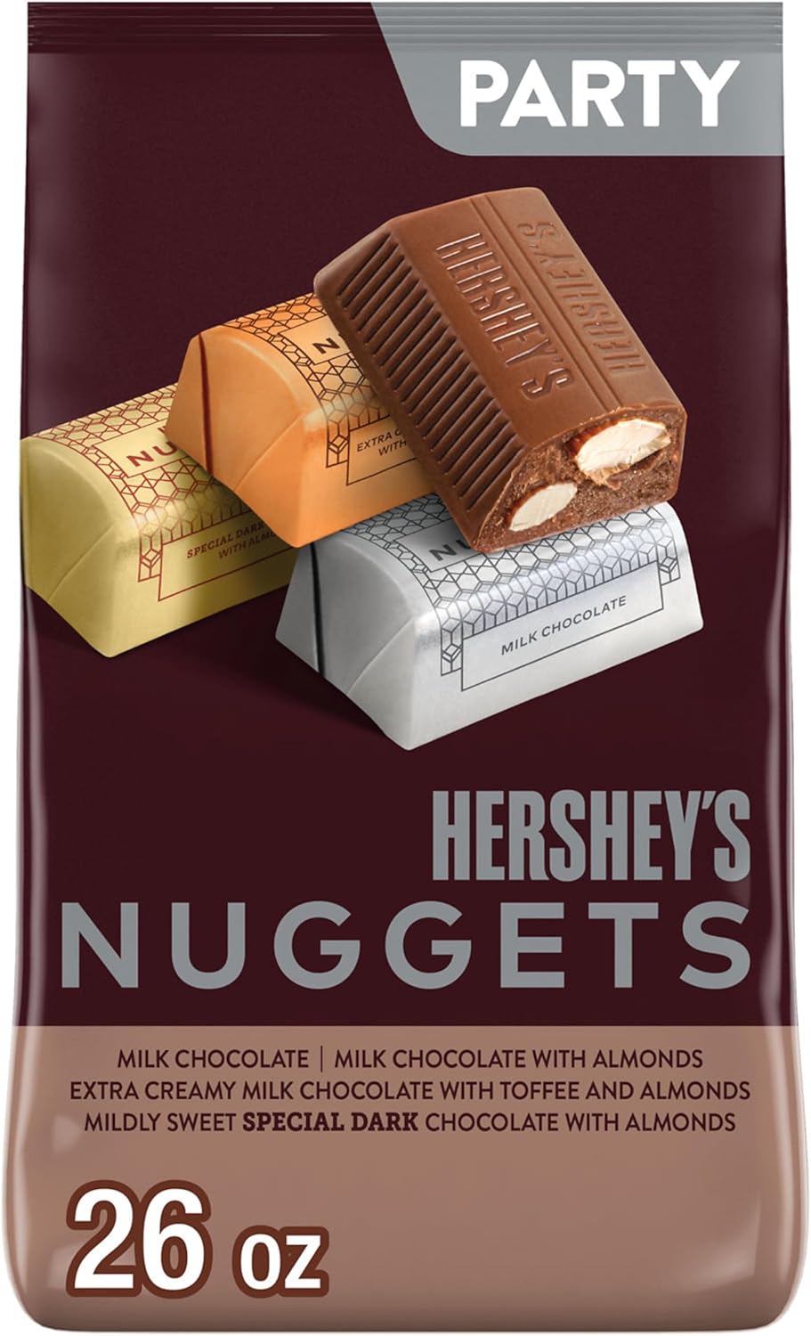 HERSHEY'S NUGGETS Assorted Chocolate Candy Party Pack, 26 oz
