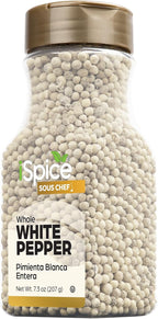 iSpice Whole White Peppers Spices and Seasonings for Cooking, 7.3Ounce White Peppercorns Seasoning, Fine And Gluten Free Whole pepper white Seasoning (208g-Pack Of 1)