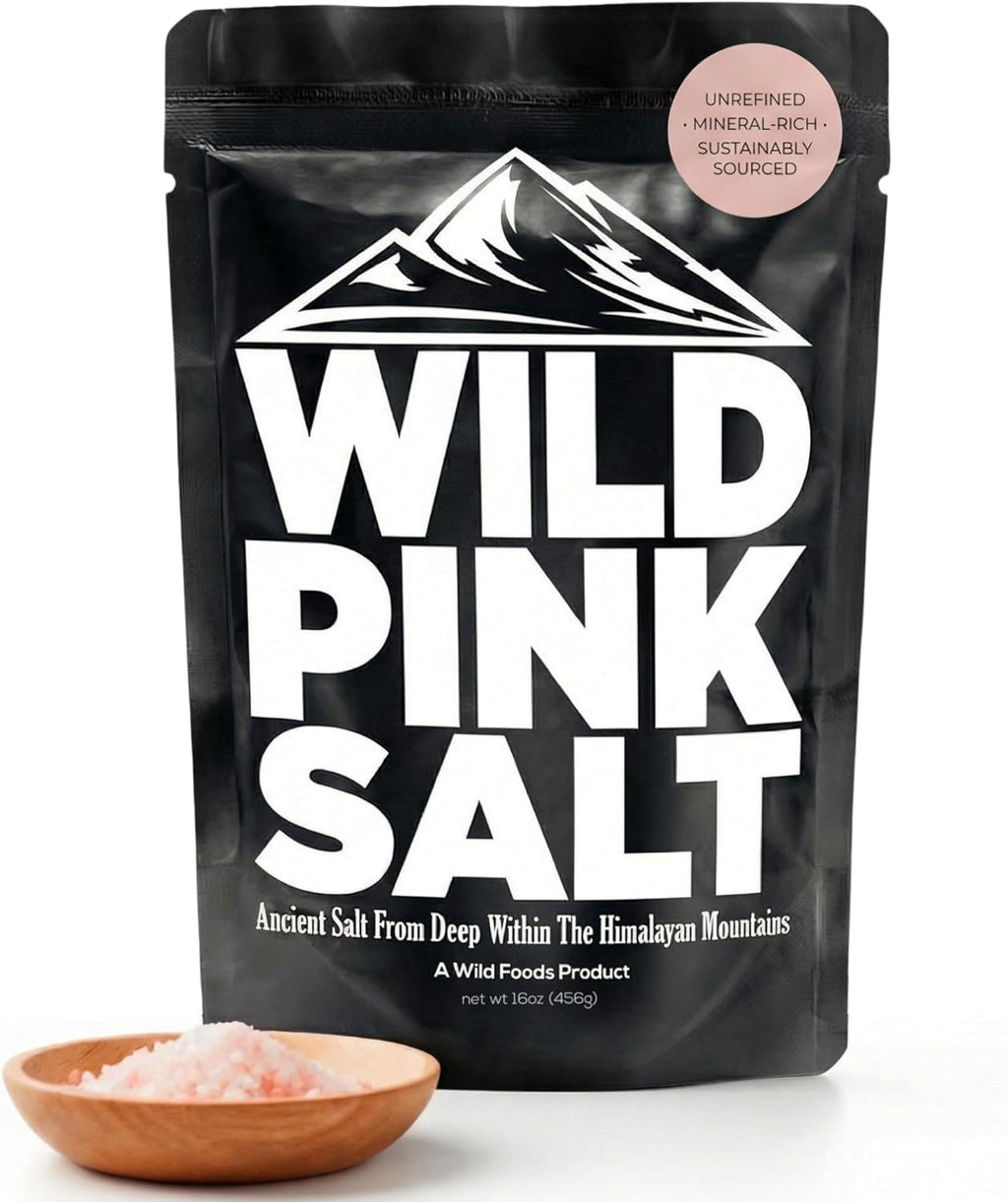 Wild Foods Organic Pink Himalayan Salt, Fine Ground for Table and Cooking, 16 oz | 100% Real, Pure, Unrefined | Pink Himalayan Sea Salt with 80+ Minerals & Electrolytes, Small Batch, Ethically Sourced