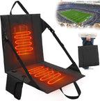Heated Stadium Seat Cushion Pad Cordless Rechargeable 149F USB Battery Heated Bleacher Cushion Portable Heating Pad with Backrest Heating for Outdoor Camping, Fishing - 3 Heat Settings (NO Power Bank)
