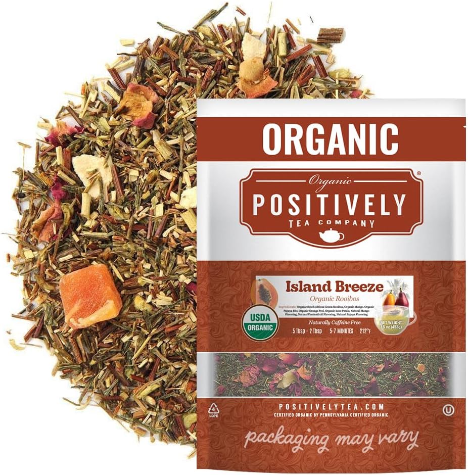 Organic Positively Tea Company, Island Breeze Rooibos Tea, Loose Leaf, 16 Ounce