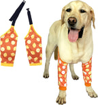 Dog Knee Protector Pad for Calluses Knee Brace Front Elbow Support Wrap, Pet Sleeves for Wounds Dog Elbow Callus Treatment for Medium Large Dogs with Scarf（Large Lemon）