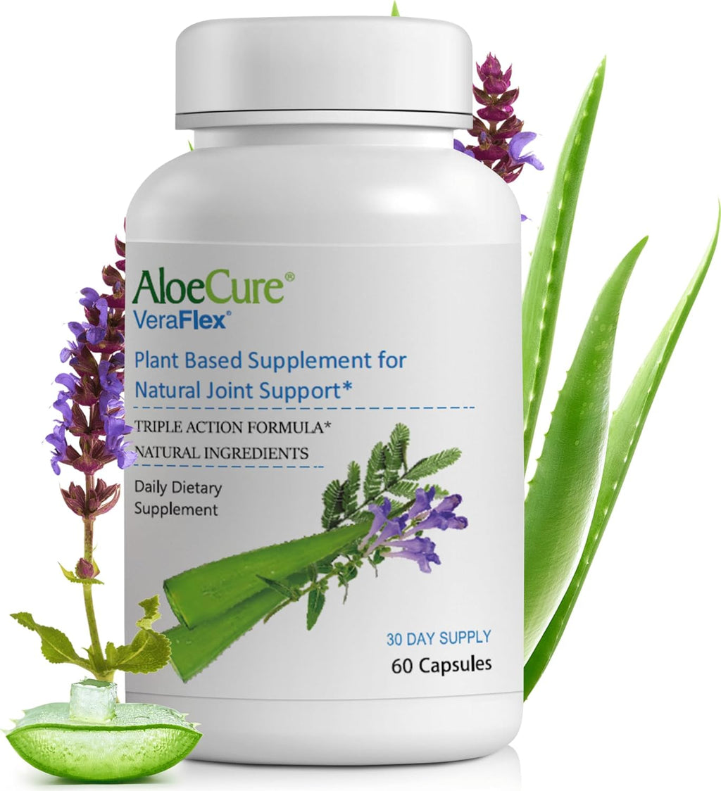 AloeCure VeraFlex Natural Joint Health, 60 Capsules, Clinically Tested Natural Plant-Based Formula to Support Comfort, Mobility and Flexibility - Featuring Organic Aloe Vera
