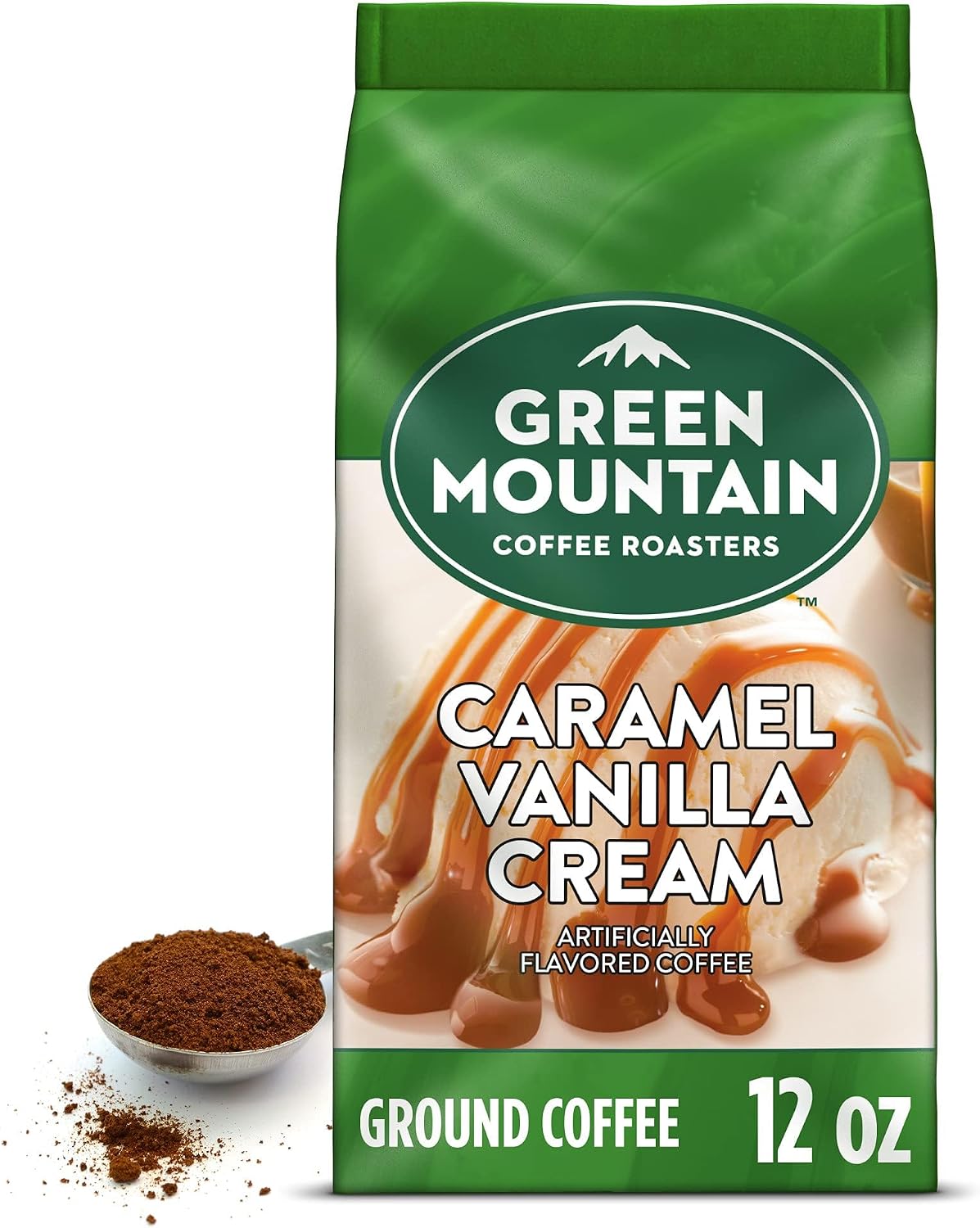 Green Mountain Coffee Roasters, Caramel Vanilla Cream, Ground Flavored Coffee, Light Roast, Bagged 12oz.