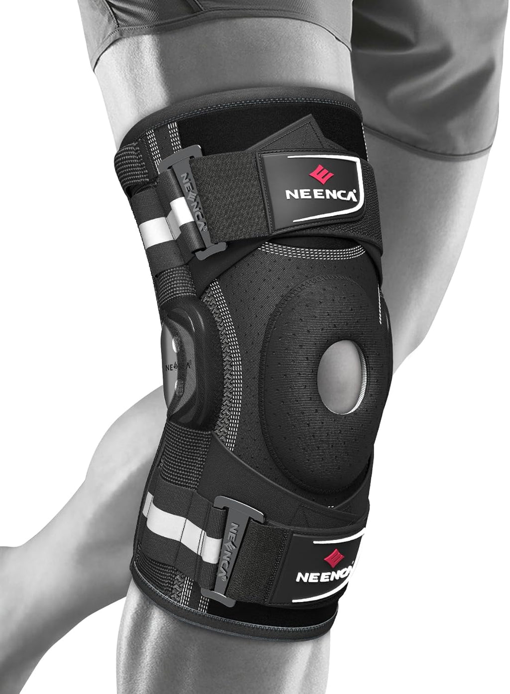 NEENCA Professional Knee Brace for Knee Pain, Hinged Knee Support with Patented X-Strap Fixing System, Medical for Pain Relief, Arthritis, Meniscus Tear, ACL, PCL, MCL, Runner, Sport