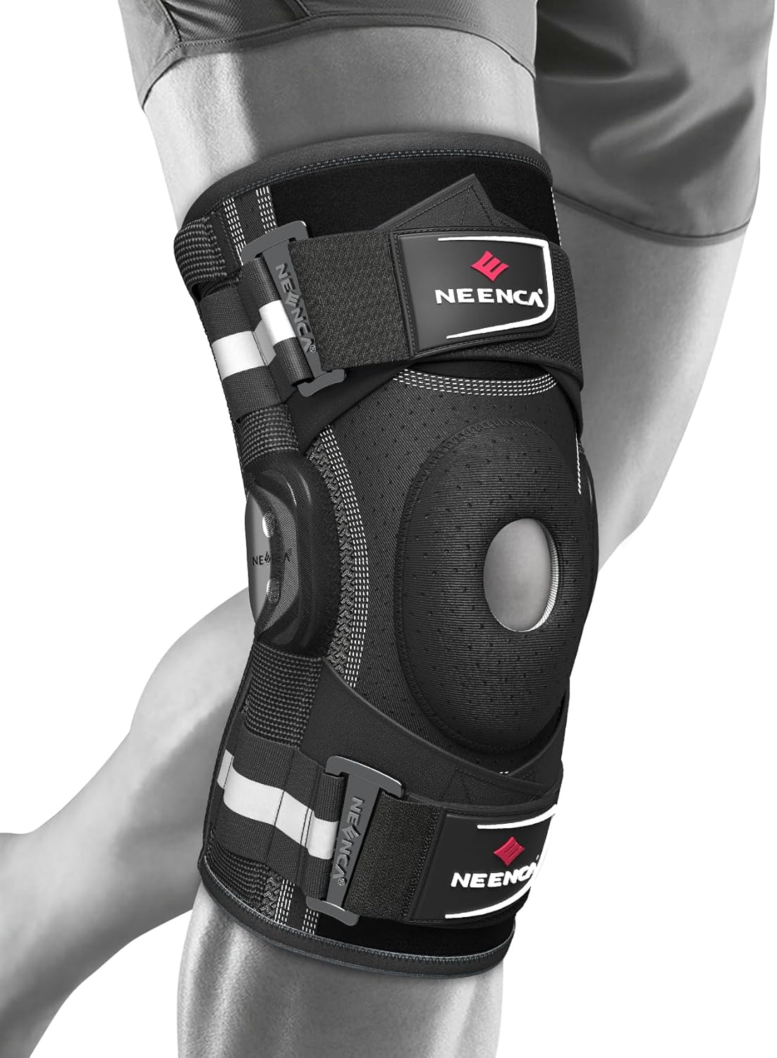 NEENCA Professional Knee Brace for Knee Pain, Hinged Knee Support with Patented X-Strap Fixing System, Medical for Pain Relief, Arthritis, Meniscus Tear, ACL, PCL, MCL, Runner, Sport