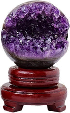 Natural Amethyst Cluster Crystal Ball Raw Stone Amethyst Geode Cornucopia for Meditation Divination Healing Decoration(8-8.5cm)