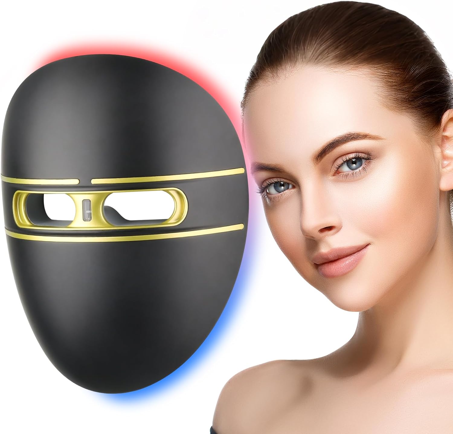 Pro-Grade FSA LED Light Therapy Facial Mask-Red & Blue Light Anti Aging for Face-HSA Salon Treatment for Acne, Wrinkles & Redness at Home