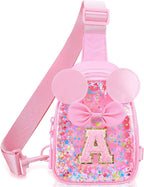 Initial Sling Bag for Girls - Easter Gifts for Kids Girls 3-6 Year Old Girl Birthday Gifts, Clear Letter Small Crossbody Bag Purses Toddler Kid Gifts Stuff Pink A