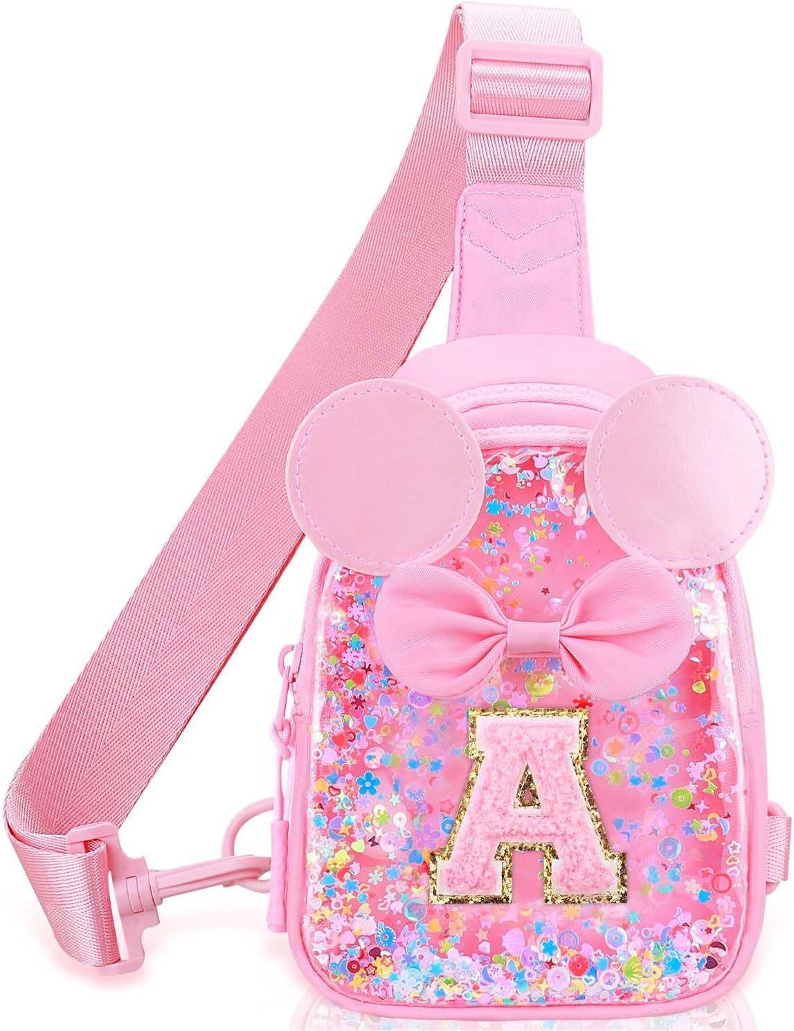 Initial Sling Bag for Girls - Easter Gifts for Kids Girls 3-6 Year Old Girl Birthday Gifts, Clear Letter Small Crossbody Bag Purses Toddler Kid Gifts Stuff Pink A