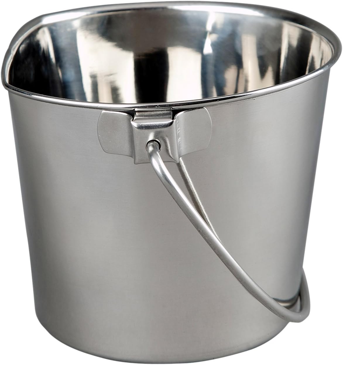 Advance Pet Products 4 Quart Heavy Duty Stainless Steel Flat Side Bucket | Durable Food & Water Pail for Dogs, Cats, Kennels, Cages and Critter Crates | Multi-Purpose Bucket