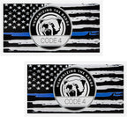 2PCS Thin Blue Line Sticker Code 4, Police Support Sticker American Flag Thin Line Decal, Waterproof Thin Line Flag Stickers Support Law Enforcement for Car Window Laptop (Larger)