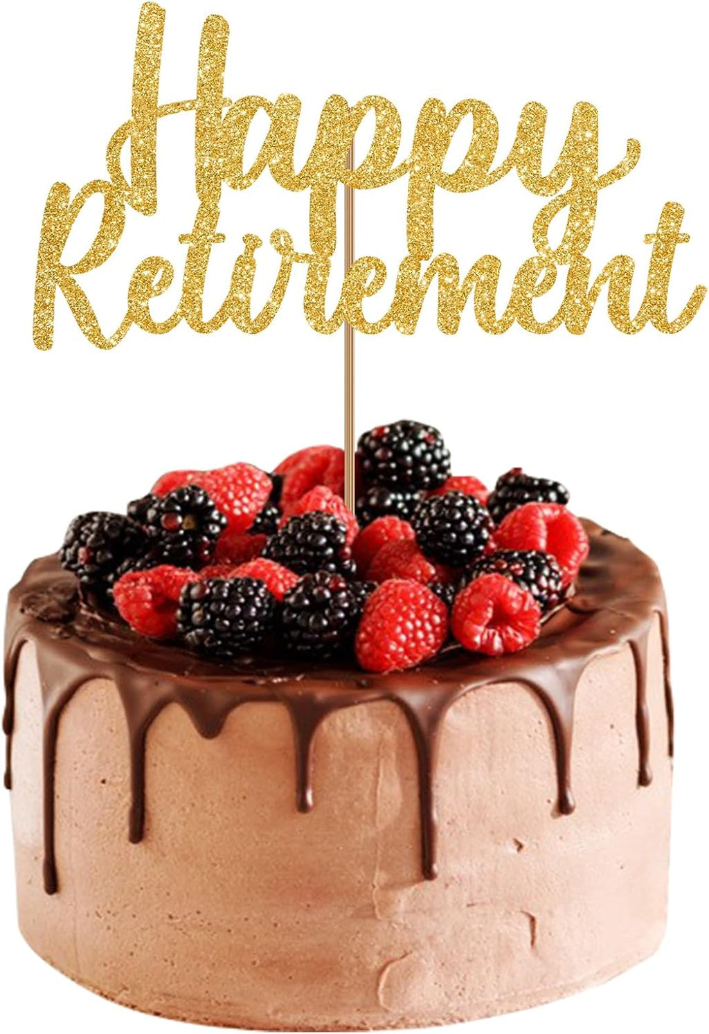 Happy Retirement Cake Topper Gold Glitter Retired Cake Picks Retire Party Favors Retired Party Supplies for Happy Retirement Decorations