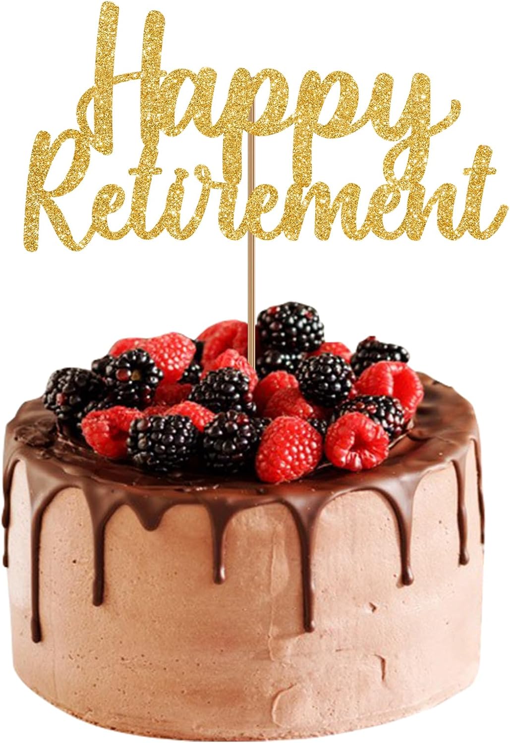 Happy Retirement Cake Topper Gold Glitter Retired Cake Picks Retire Party Favors Retired Party Supplies for Happy Retirement Decorations