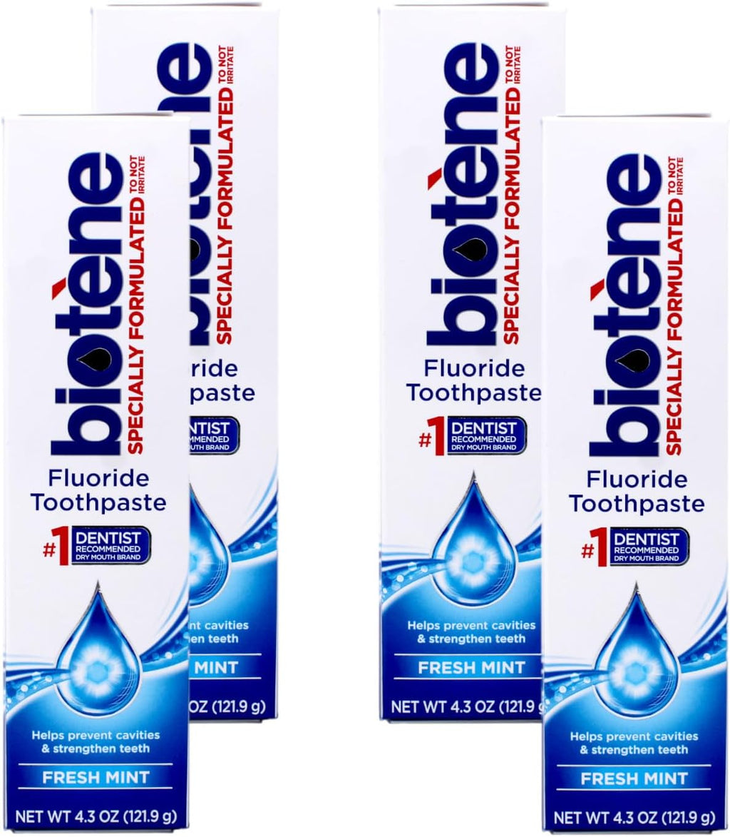 Biotene Dry Mouth Toothpaste, Fresh Mint Original, 4.5-Ounce Box (Pack of 4)