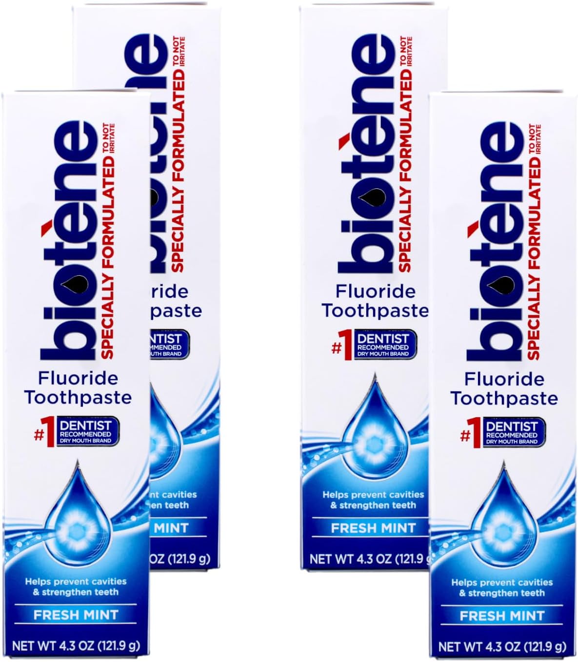 Biotene Dry Mouth Toothpaste, Fresh Mint Original, 4.5-Ounce Box (Pack of 4)
