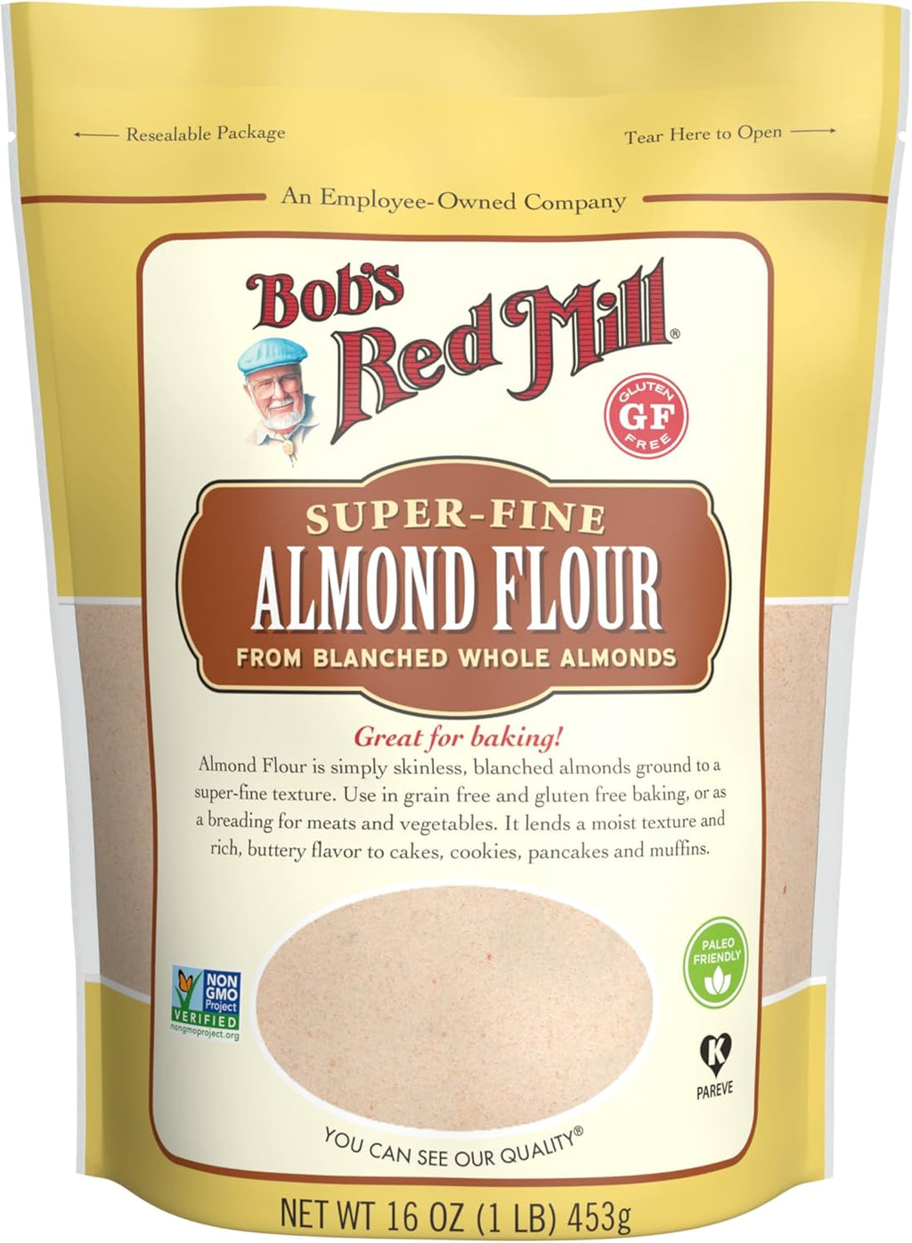 Bob's Red Mill Blanched Almond Flour, Finely Sifted - 16 Ounce (Pack of 1) - Non-GMO, Gluten Free, Paleo, Vegan, Keto Friendly
