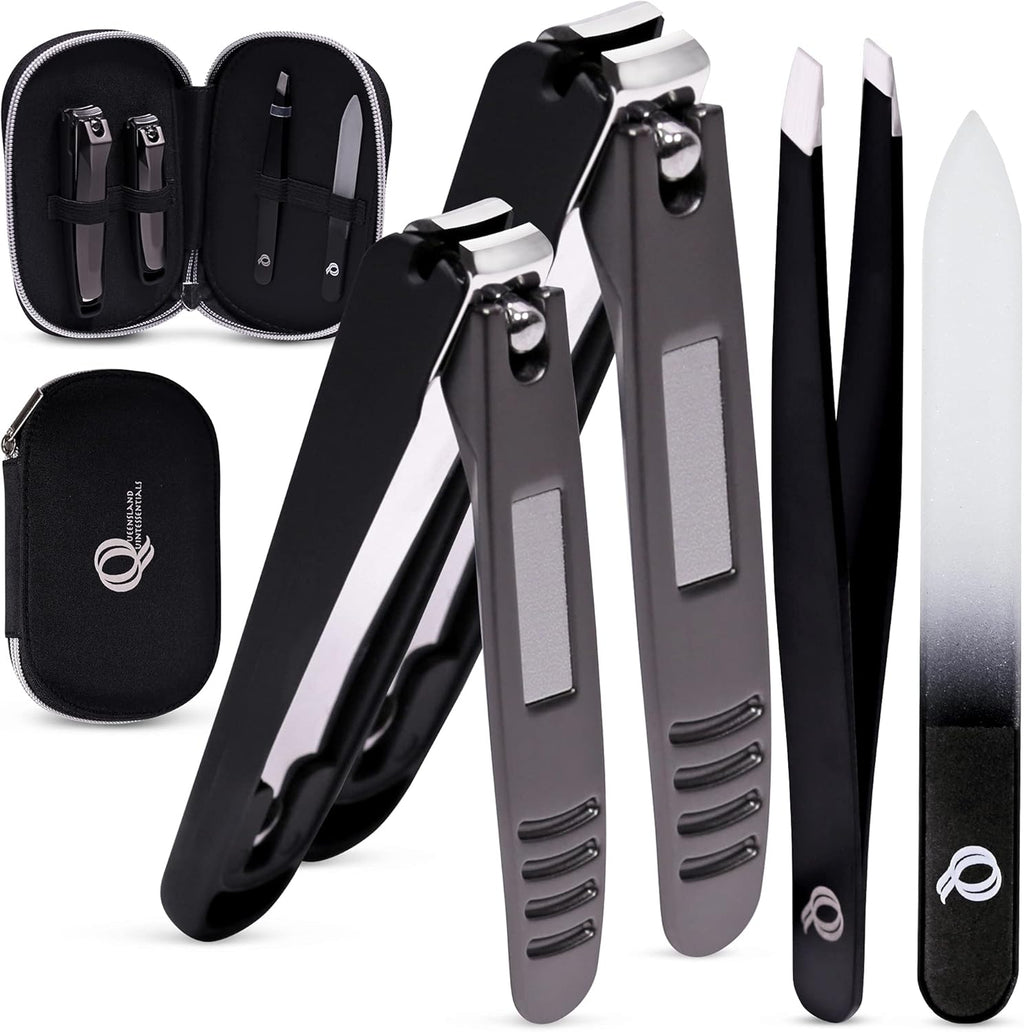 Nail Clipper Set - Nail Clippers for Men/Women - Includes Toenail/Fingernail Clippers, Tweezers, Crystal Nail File - Perfect for Thick Nails - Manicure/Pedicure Tool Kit