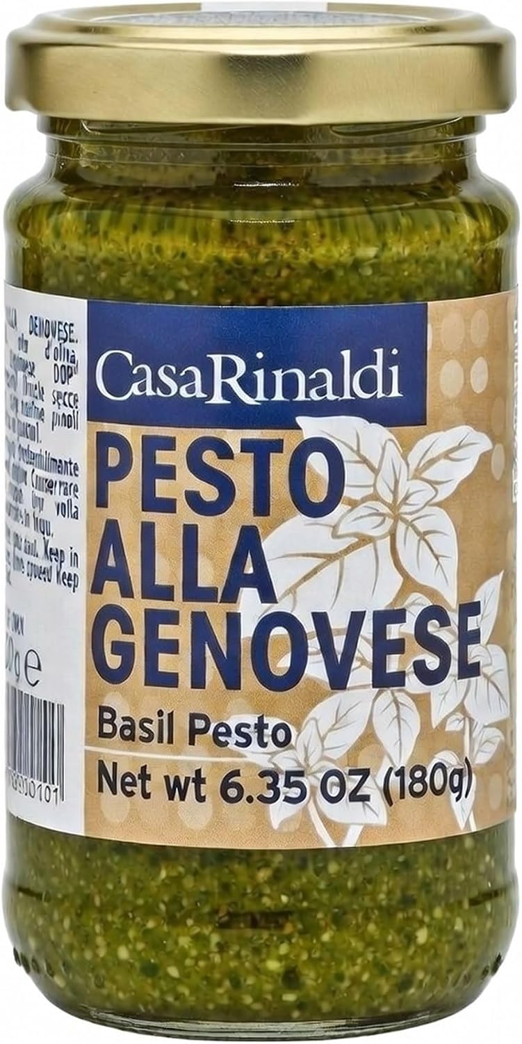 Casa Rinaldi Pesto alla Genovese in Olive Oil – Italian Genoese Basil Pesto Sauce – Ready-to-Use Italian Gourmet Condiment (180g)