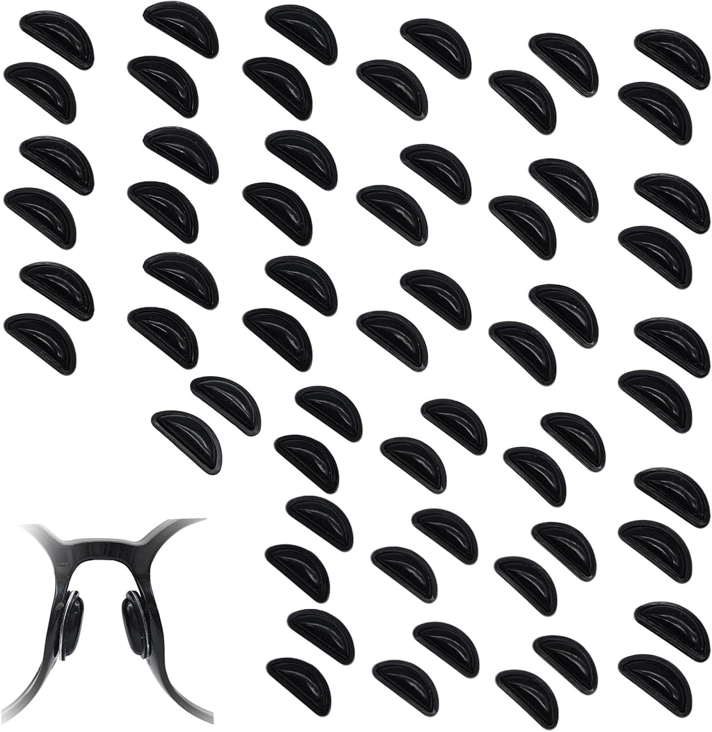 30 Pairs Nose Pads for Glasses, Anti-Slip Silicone Eyeglass Nose Pads, 5mm Heightened Airbag Cushions, Comfortable D-Shaped Adhesive Replacement Nose Pad for Sunglasses, Black