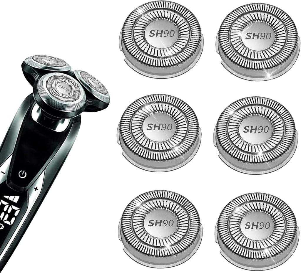 SH90 Replacement Heads Compatible with Philips norelco Series 9000(S9xxx) 8000(S8xxx) Electric Razor Shaver, Upgrade SH90/62 Replacement Double Blades for Philips Shaver 9000