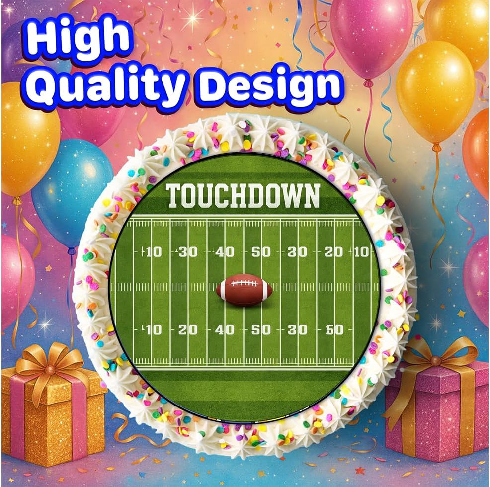 7.5x Inch Edible Cake Toppers – Football Touchdown Themed Birthday Party Collection of Edible Cake Decorations