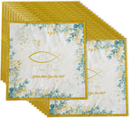 Baptisms Confirmation Party Napkins Paper Featurings Delicate Eucalyptuses Fish Artwork for Christening, Communion Communion Ceremony Napkins