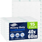Heavy Duty Underpads 40"X60" Super Sized Chucks Pads 270 Grams Disposable Bed Pads with Strength Cloth Backing Extra Absorption Pads for Incontinence (100X152CM, 15 Count, Discreet Packaging)