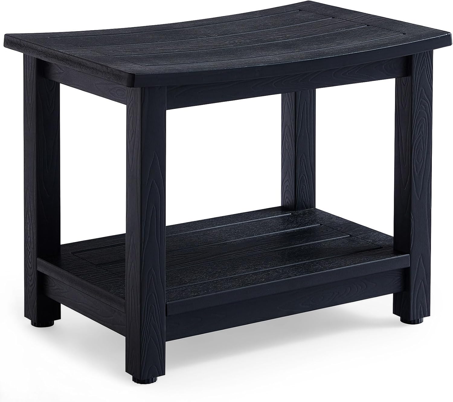 KaimuBench Heavy Duty HDPS Shower Bench Seat, Waterproof Shower Stool for Shaving Legs, Large Poly Lumber Bathroom Chair Seat with Ajustable Feet, Indoor/Outdoor Use, No Maintenance, Black