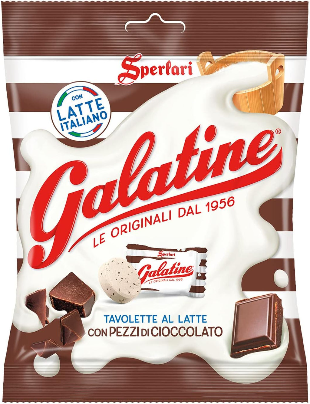 Sperlari Galatine Chocolate Milk Candy Bags, Individually Wrapped Italian Tablets, 115 gr / 4.05 Ounce Bag (1-Pack)