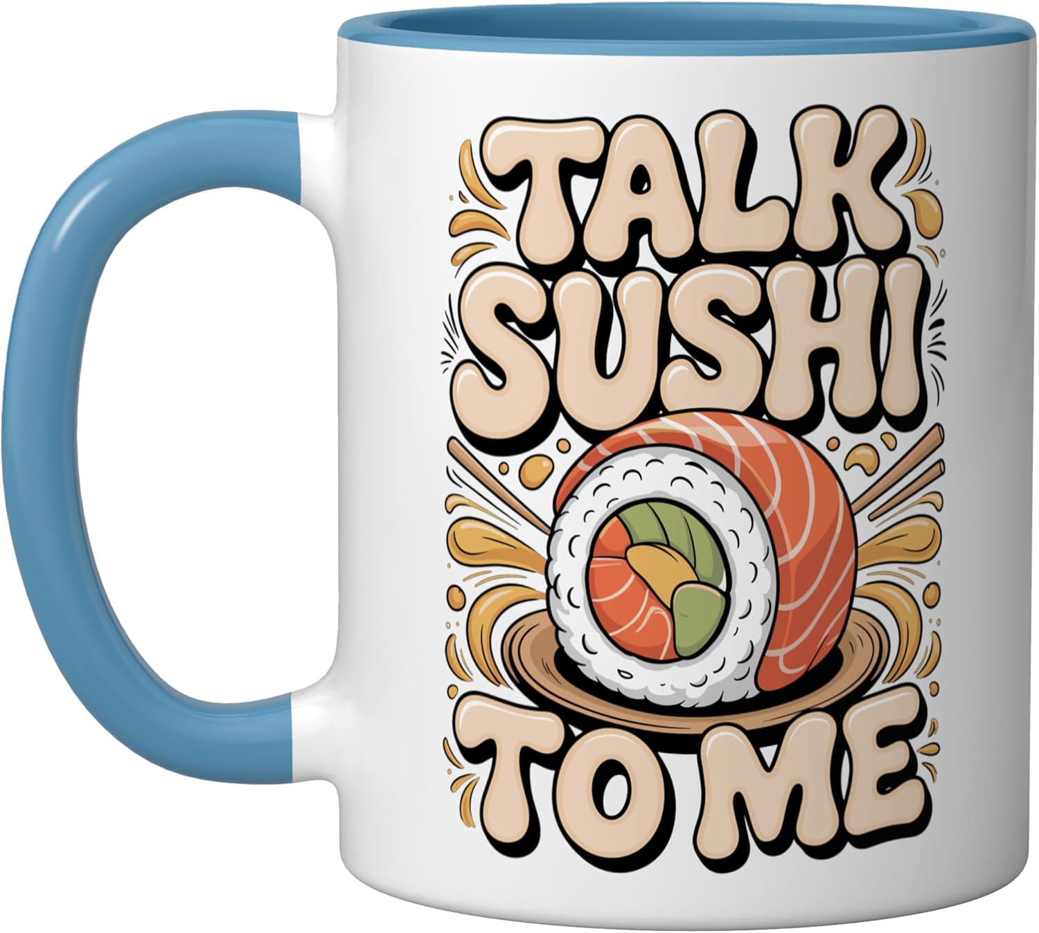 Talk Sushi To Me Ceramic Mug, Blue/White