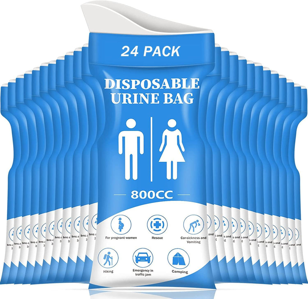 DIBBATU Disposable Urine Bag, 12/24 Pack Pee Bags for Travel for Women/Men, 800ML Emergency Portable Urinal Bag and Vomit Bags, Unisex Urinal Bag for Camping, Traffic Jams, Pregnant