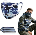 Camo Face Mask Hunting for Men Women 10pcs Ski Breathable Cover Adults Reusable Cloth Camouflage Sports Gear
