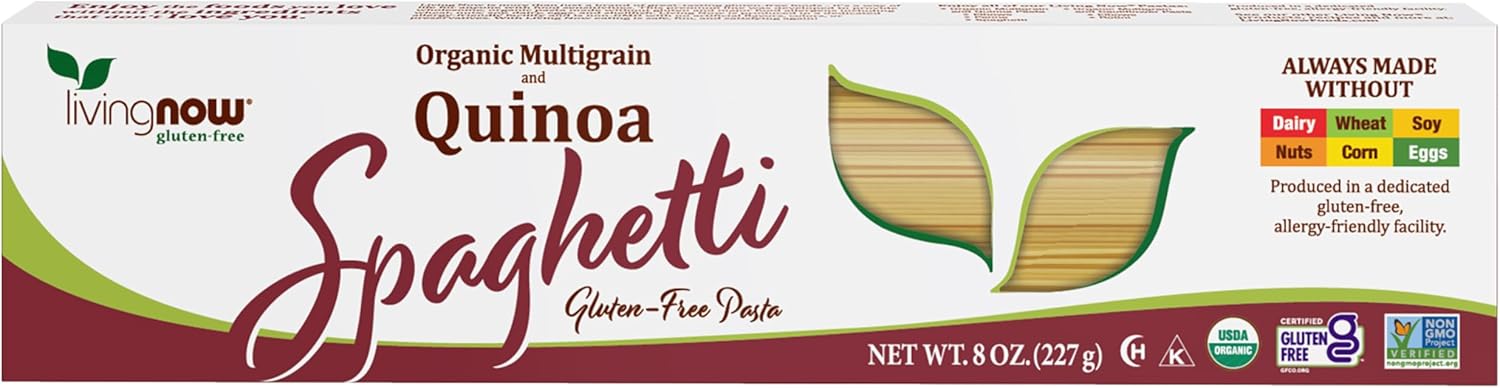 NOW Foods, Organic Quinoa Spaghetti, Gluten-Free, Corn-Free, Non-GMO, Quinoa and Rice Pasta, 8-Ounce