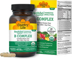 Country Life Realfood Organics B Complex – Whole Food Vitamin B from Fermented Superfoods – USDA Organic, Vegan, Non-GMO, Gluten-Free – Supports Energy Production & Mental Clarity* – 60 Capsules