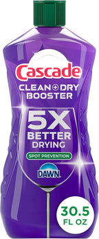 Cascade Rinse Aid Clean & Dry Booster Dishwasher Liquid, Gel & Detergent Pods for Sparkling Clean Dishes, Dishwasher Soap Tablets & Rinse Aid Dry Booster, 30.5oz