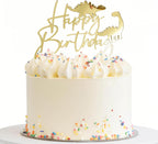 Acrylic Dinosaur Happy Birthday Cake Topper - Golden Animal Theme Cake Decorations, Suitable for Children's Birthday Party Cake Decor Supplies