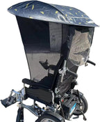 Electric Wheelchair Umbrella Canopy Awning Adjustable Wheelchair Umbrella Sun Shade Rain Covers Side Gauze Breathable U-V Resistant Protection Umbrella Stand for Most Wheelchairs